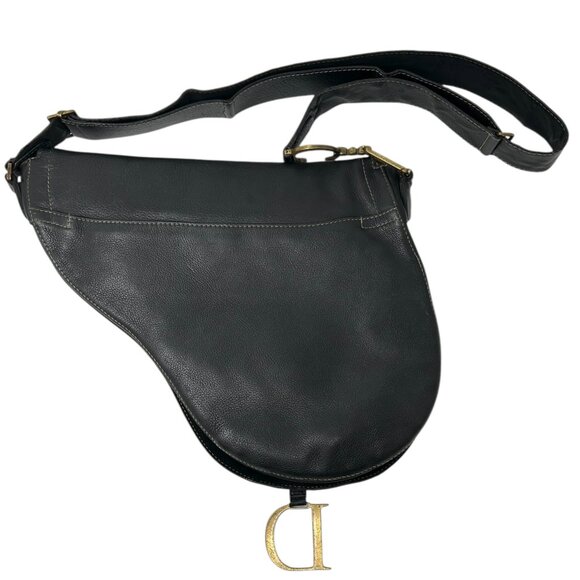 Christian Dior Vintage 2002 CD Logo Saddle Bag Baudrier Crossbody Black [105691] - Picture 6 of 16